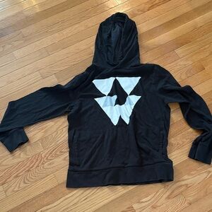 Black Hoodie with White Geometric Design